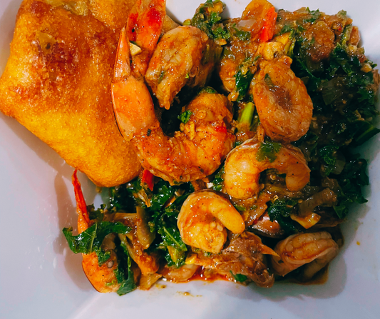Fish Stew and Fried Fufu